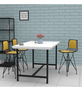 Knsz ufak boy tel bar sandalyesi 1 li uslu syhsrı sırt minderli 55 cm oturma yüksekliği mutfak bahçe cafe ofis (Karışık)