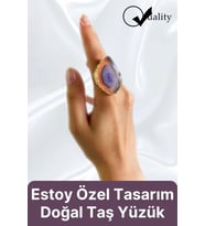 Özel Üretim Altın Pirinç Kaplama Vintage Görünümlü Şık Tasarımlı Ayarlanabilir Doğal Taş Kadın Yüzük