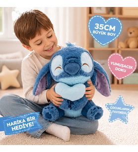 35 CM Kalpli Stitch Peluş Oyuncak  Sevimli Yumuşacık Büyük Boy Hediye ve Koleksiyonluk