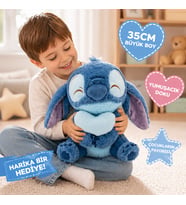 35 CM Kalpli Stitch Peluş Oyuncak  Sevimli Yumuşacık Büyük Boy Hediye ve Koleksiyonluk