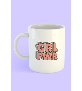 Beyaz Girl Power Yazılı Kupa