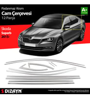 Skoda Superb Krom Cam Çerçeve Seti 12 Prç 2015-2023 A+ Kalite