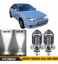 Hyundai Accent Yumurta Kasa 1995-2000 Mercekli Far Ampulü Led Xenon Beyaz Şimşek Etkili Uzun Kısa