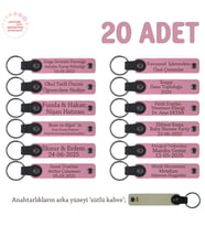 Pembe & S Kahve, Sınıf Etkinliklerinde Dağıtılmak Üzere 20'li Set Anahtarlık, Öğrenci İsmine Özel