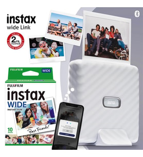 Instax Wide Link Beyaz Akıllı Telefon Yazıcısı ve 10'lu Film