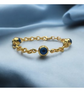 925 Ayar Papatya Silver 3 Nazar Gözlü Doç Zincir Bileklik.rose.gold.rodaj