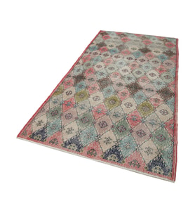 Damalı Kilim Çok Renkli Etnik Geometrik Salon Kilimi El Dokuma Vintage Bordürlü Tasarım