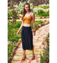 Düşük Lastikli Bel Etek Pantolon (Siyah)