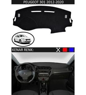 Peugeot 301 2012-2020 Için Uygun Torpido Koruma Halısı Siyah Kenar Renk Siyah