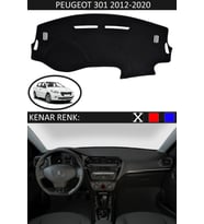 Peugeot 301 2012-2020 Için Uygun Torpido Koruma Halısı Siyah Kenar Renk Siyah