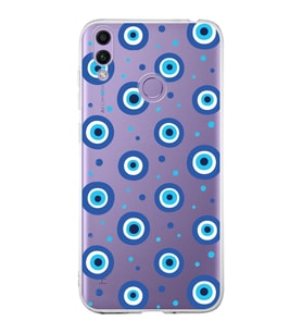 PrintiFy Huawei Honor 8C ile Uyumlu 1mm Slim Fit Nazar Boncuğu 1 Baskılı Şeffaf  Kılıf