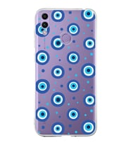 PrintiFy Huawei Honor 8C ile Uyumlu 1mm Slim Fit Nazar Boncuğu 1 Baskılı Şeffaf  Kılıf