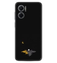 Xiaomi Redmi Note 11E Kılıf Silikon Desen Özel Seri Ay ve Kedi 1683