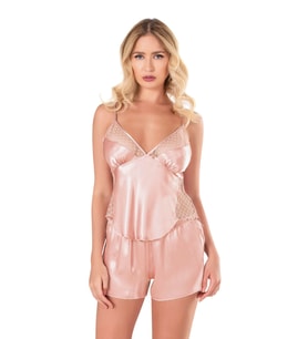 Mulvxbrf Brf02   Koyu Pudra Saten Babydoll Şort Takımı (Mulvix)
