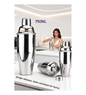 750 ml Inox Shaker - Kokteyl Karıştırma Kabı  Süzgeçli Bar Shaker Paslanmaz Çelik