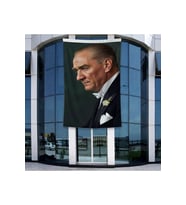 Sivil Mustafa Kemal Atatürk Portre Poster Bayrak Raşel Kumal 4x6 metre ATA50