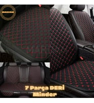 WOLKSWAGEN JETTA SEDAN 2005-2010 uyumlu 7 Parça Deri Minder Takımı (Siyah-Kırmızı)