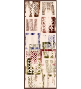 Eskitme Desen Dora Seri Şal Eşarp Askısı İle Birlikte 75x200 Krem Kahve Haki-75x