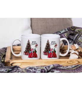 Mutlu Yıllar & Merry Christmas & Yılbaşı Tasarımlı İkili Kupa Seti