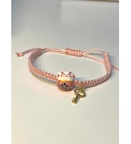 Artvalent Maneki Neko Makrome Bileklik (Pembe)