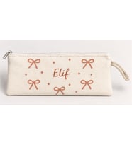 Kişiye Özel Fiyonk Deseni Baskılı Fermuarlı Clutch El Çantası Makyaj Çantası