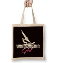 Windsurfing Girl Windsurfer Water Sports Ocean Wave Surfer Bez Çanta Uzun Saplı