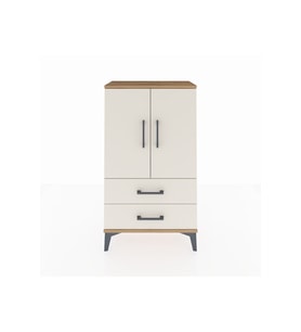 Arges Komodin 2 Raflı 2 Çekmeceli 2 Kapaklı 60x30x106 Çam-Aytaşı