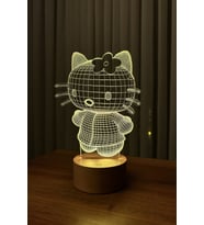 Sevimli Hello Kitty Figürlü LED Gece Lambası, Ortamınıza Şıklık Katar (Krem)
