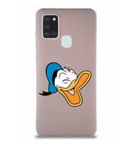 Samsung Galaxy A21S Soft Premier Kapak Donald Duck-E Tasarımlı Silikon Kılıf - Pudra (Şeffaf)