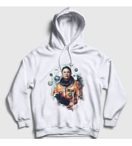 Presmono Unisex Beyaz Astronaut Science Elon Musk Kapüşonlu Sweatshirt 330227tt