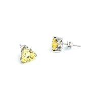 Sky Diamond Yellow Sitrin 925 ayar Gümüş Kalp Küpe