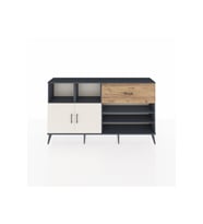 Arges Konsol 6 Raflı Tek Çekmeceli 2 Kapaklı 176x30x99 Antrasit-Aytaşı/Çam