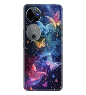 Vivo V40 5G Kılıf Boutique Baskılı Resimli Neon Kelebekler Pcode -092