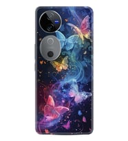 Vivo V40 5G Kılıf Boutique Baskılı Resimli Neon Kelebekler Pcode -092
