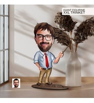 BK Gift Kişiye Özel Öğretmen Karikatürlü Büyük Boy Ahşap Biblo-2 Arkadaşa Hediye , Sevgiliye Hediye, Kişiye Özel Biblolar