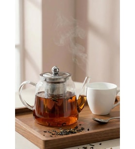 Corbeen Borosilikat Cam Demlik - 1 Litre, Düz