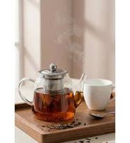 Corbeen Borosilikat Cam Demlik - 1 Litre, Düz