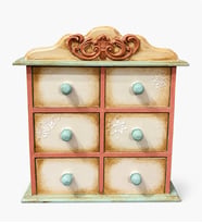 Vintage Ahşap Takı ve Takı Düzenleyici Kutusu – 6 Çekmeceli Masaüstü Organizer (25x21 cm)