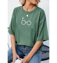 Unisex Potter Baskılı T-shirt (Yeşil)