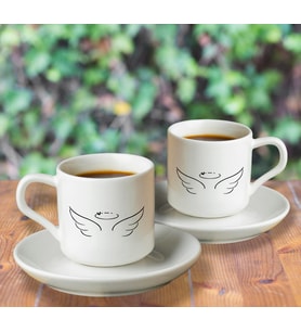 Melek Tasarımlı İkili Türk Kahvesi Fincanı Seti