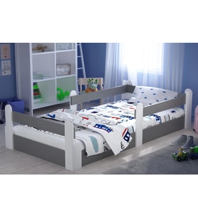 Tulipkids Montessori Karyola Beyaz-Antrasit 90x190 Yatak Uyumlu Oval Kesim Çocuk Yatağı Kids-317