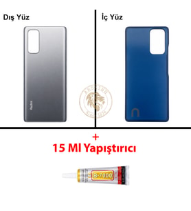 Xiaomi Redmi Note 10 Pro Oniks Grisi Arka Pil Kapağı Batarya Kapağı Lazer Kesim + B-7000 Yapıştırıcı