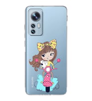 Xiaomi Mi 12 Uyumlu Kamera Korumalı Kapak Vespagirl Tasarımlı Şeffaf Silikon Kılıf