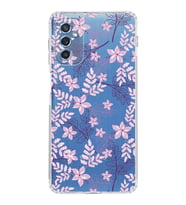 Samsung Galaxy M52  Kamera Korumalı Kapak Floral Pudra Tasarımlı  Şeffaf  Kılıf