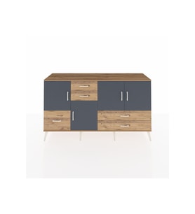 Kronos Konsol 4 Raflı 5 Çekmeceli 4 Kapaklı 176x59x99 Çam-Antrasit/Çam