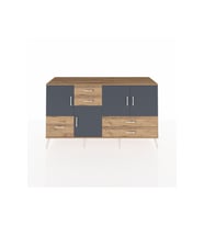 Kronos Konsol 4 Raflı 5 Çekmeceli 4 Kapaklı 176x59x99 Çam-Antrasit/Çam