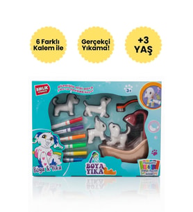 Boya & Yıka Sevimli Evcil Hayvanlar Seti – 6 Renkli Keçeli Kalemli, Yıkanabilir Oyuncak Boyama Seti (Karışık)