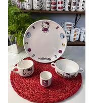 4 parça HELLO KİTTY MODEL ÇOCUK YEMEK TAKIMI BESLENME SETİ