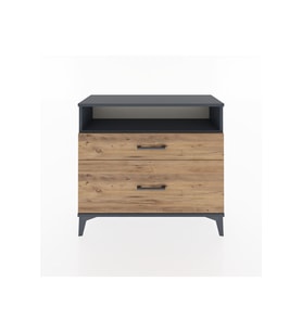 Arges Şifonyer Tek Raflı 2 Çekmeceli 88x30x80 Antrasit-Çam
