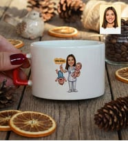 Kişiye Özel Karikatürlü Ebe Lüks Fincan Tıp Bayramı Hediyesi